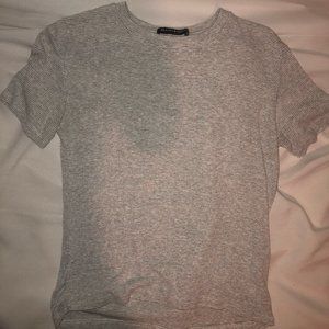 Brandy Melville Soft Grey Stripped Top
